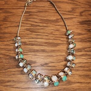 Chic Gold Necklace with Green and White Accents